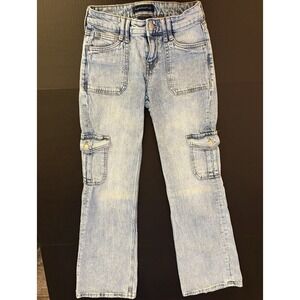 Aéropostale Y2K inspired Mid Rise Flared Light Wash Cargo Pocket Jeans 0R